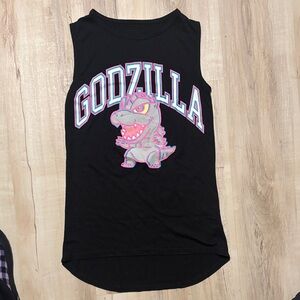 Godzilla Sleeveless Black Top